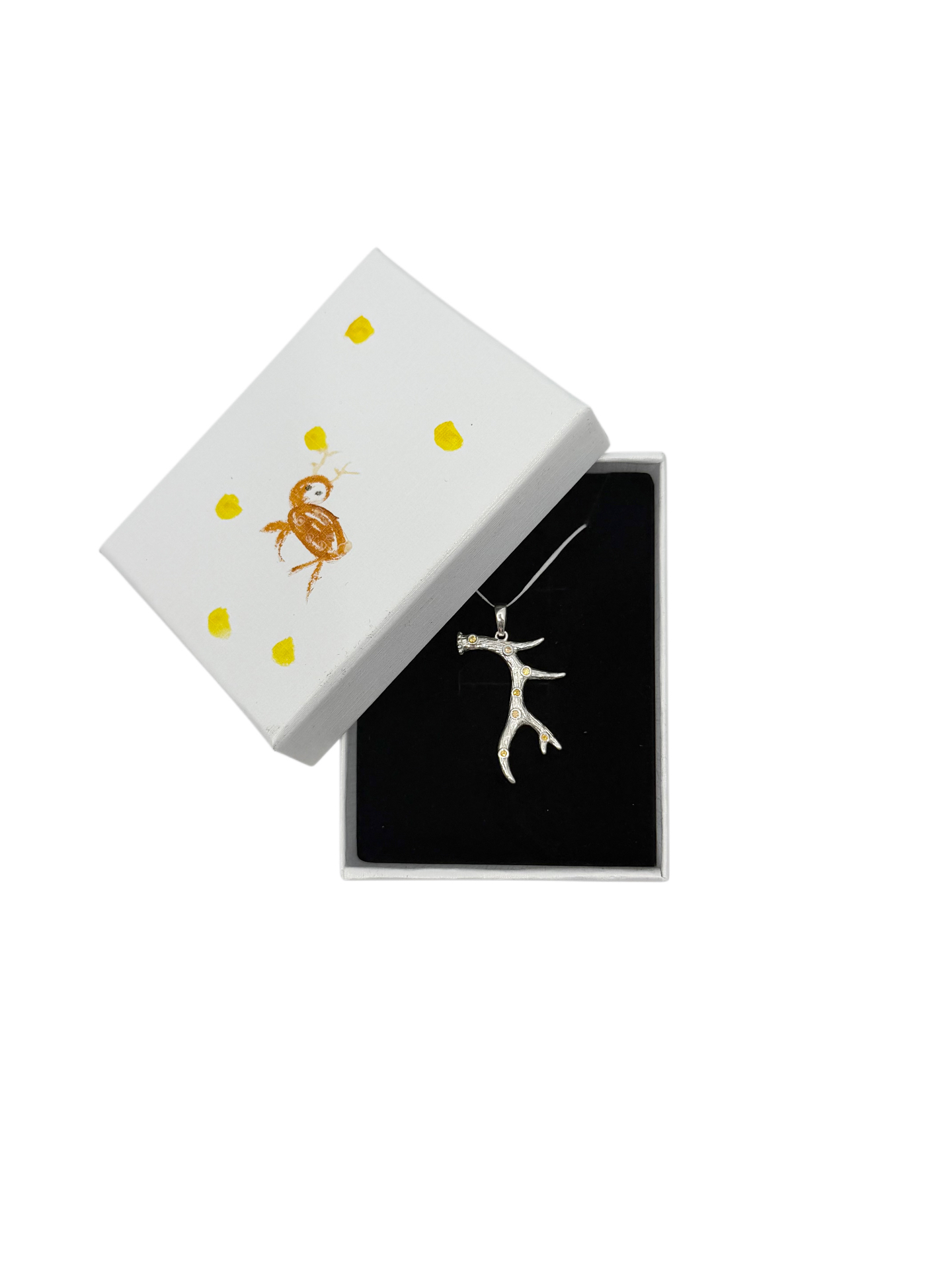 Hand-painted box with antler creature