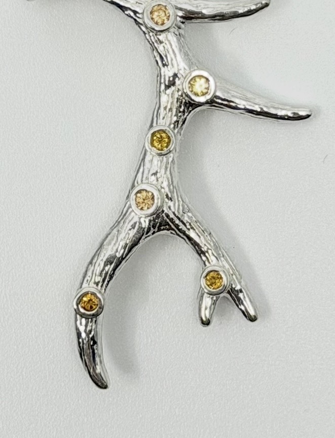 White gold deer antler pendant 2