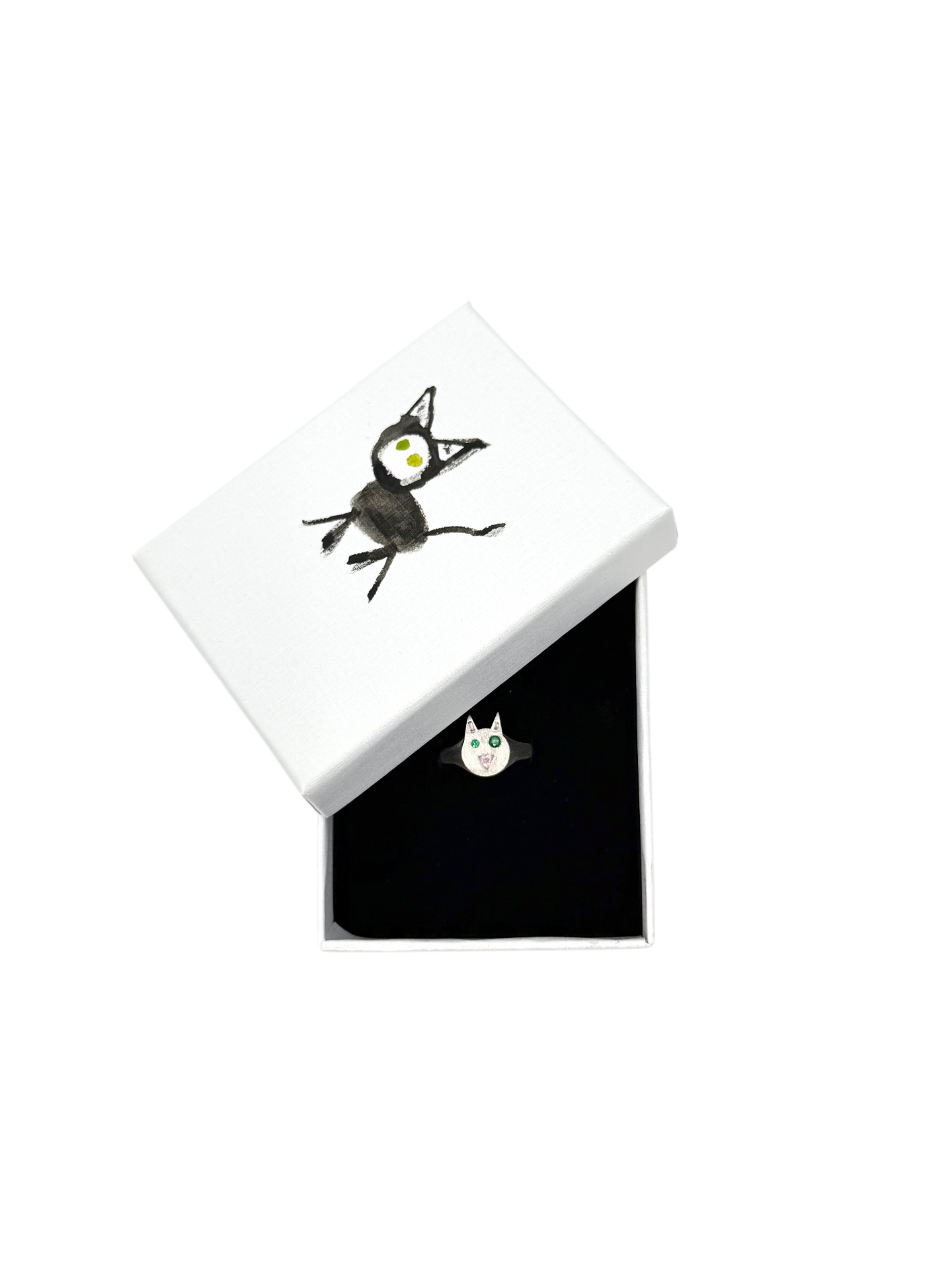 Hand-painted box with black cat