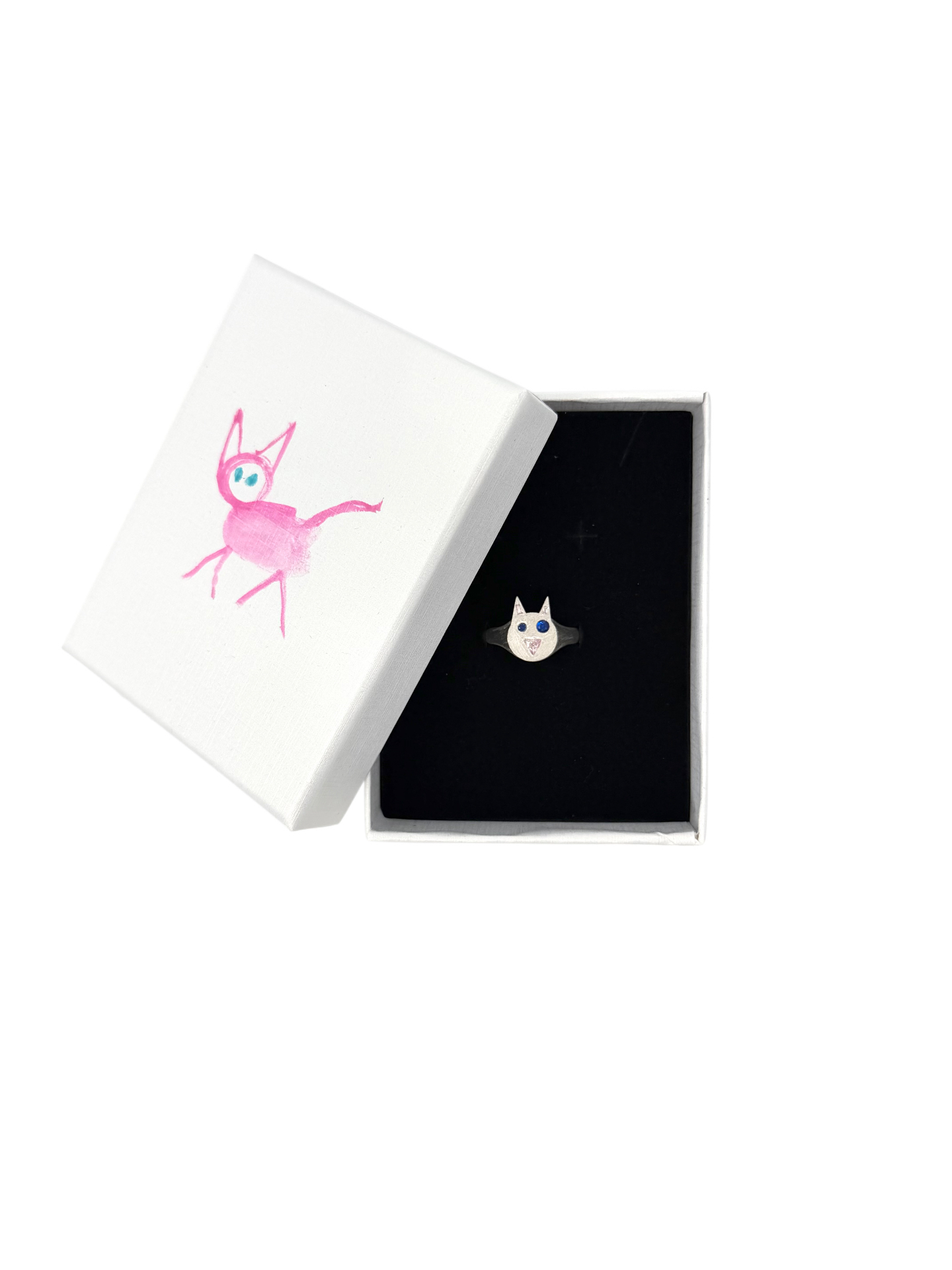 Hand-painted box with pink cat