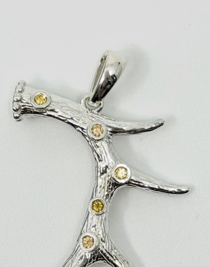 White gold deer antler pendant 3