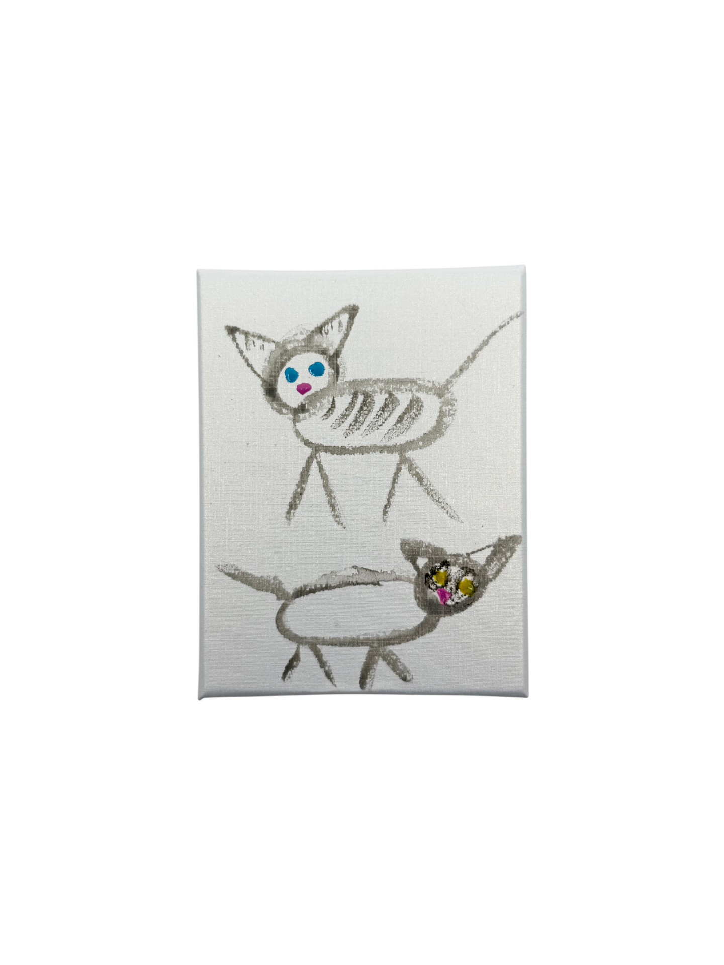 Two hand-painted cats
